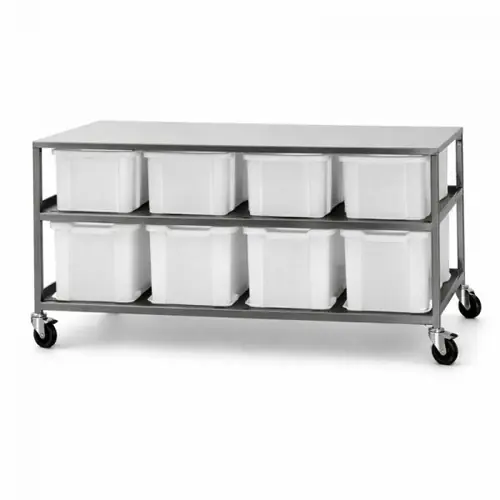 Zutatenwagen Edelstahl mit 4 + 4 Kunststoffbehältern 1780 mm x 630 mm H 760 mm Direkt Vom Hersteller
